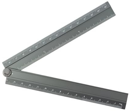 Reglas plegables de aluminio de 30 cm, herramienta de medición geométrica, fácil de transportar para uso multifunción en arte, matemáticas y entorno de oficina, reglas de ángulos plegables