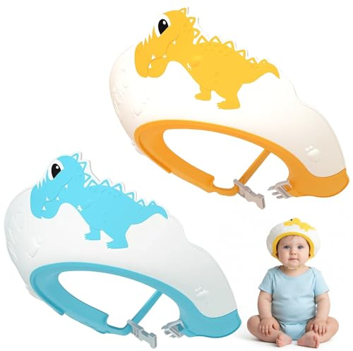 Kids Shower Cap, Baby Shower Cap Shield for Bath Time and Haircuts, Head Protection for Toddlers, 2 Pack, 22CM x 21CM