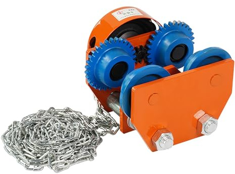 W/Dual Track Rollers hoist trolley,I Beam Chain Hoist Trolley, for Crane Lifts, Garage Hoists, Straight/Curved I Beams(2200lbs)