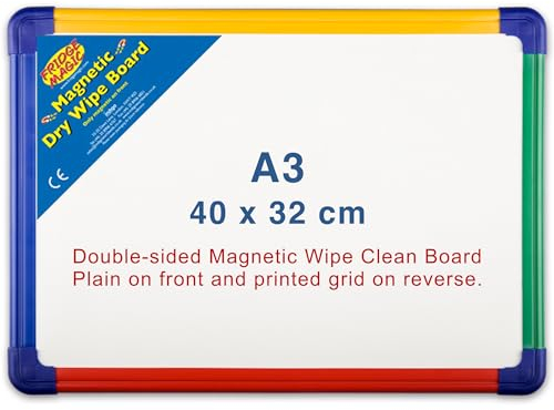 Versatile A3 Rainbow Magnetic Whiteboard - Dual-Sided with Blank and Grid Layout - 40 x 32cm. Perfect for Home, Office, and Classroom Use