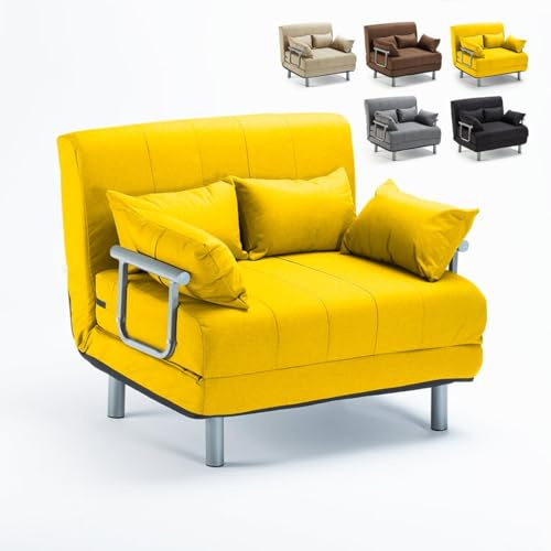 Produce Shop Sillón Sofá Cama Plegable Reposabrazos de Tela Deborah Twin Dos Plazas - Amarillo