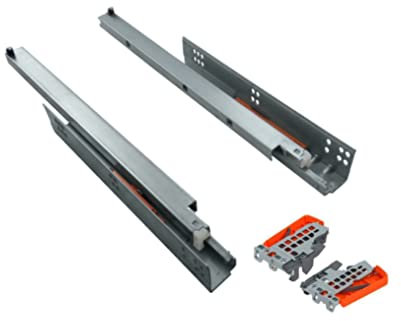 Juego Guía cajón con gatillos, para muebles de cocina, armario, extracción total con sistema de auto frenado cierre silencioso aguante de peso de 35kg largos L:350,400,550mm (350mm)