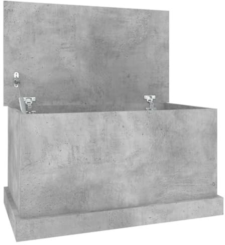 vidaXL Baúl almacenaje Madera contrachapada Gris hormigón 70x40x38 cm