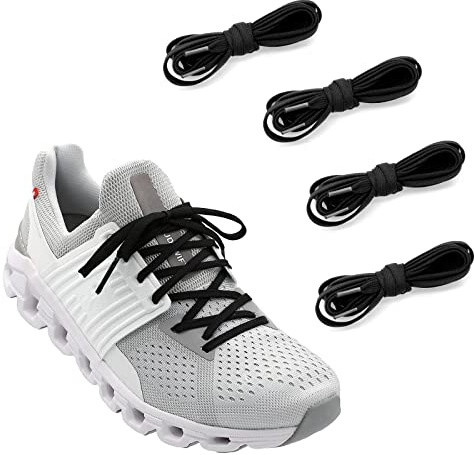 NDTEZUGT 2 par 6 mm platta tunna skosnören, original sportskosnören, ersättningsskosnören för molnsneakers, svart, 39/100cm