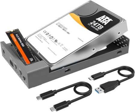 MAIWO External Hard Drive Enclosure for M.2 NVMe SSD and 2.5/3.5 Inch SATA SSD/HDD, Bidirectional Clone NVMe and SATA, USB 3.2 Gen2 (10Gbps) Type-C Hard Disk Adapter Docking Station