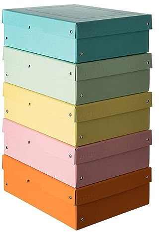 Original Falken PureBox Pastell. Made in Germany. 100 mm hoch DIN A4 1 Stück Zufallsfarbe. Aufbewahrungsbox mit Deckel aus stabilem Karton Vegan Geschenkbox Transportbox