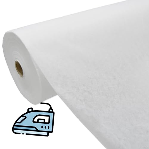 Nurtextil24 Bügelvlies Meterware 40g/m² ab 50cm Vlies zum Aufbügeln einseitig 90cm Breit Aufbügelvlies dünn leicht weiß Bügeleinlage Einlagestoff