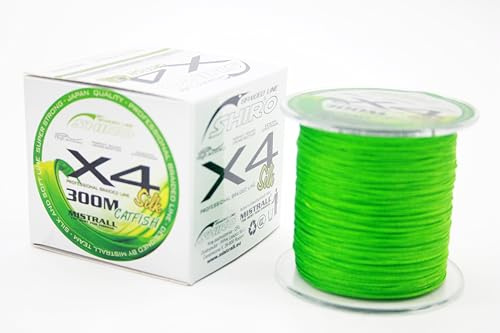 Angelschnur Shiro X4 Catfish Fluo Green Silk Welsschnur monofile Wels 300m Spule 0,40-0,80mm Top! (0,50mm/51,40kg)