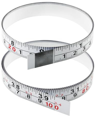 2 Packs 1/2-Inch Self-Adhesive Measuring Tape, 39 Inch or 100cm Peel and Stick Tape Measure, Imperial and Metric Scales, Left-Right Reading Ruler Tape for Workbench, Table Saw, Drafting Table, White