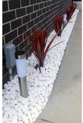 Piedras blancas 20/40 mm para decoracion de interior o exterior, jardines, macetas o jarrones (20, Kilogramos)