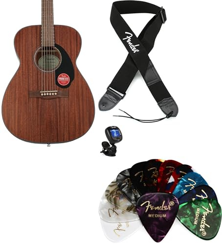 Fender CC-60S All-Mahogany Concert Acoustic Guitar Essentials Bundle - Natural