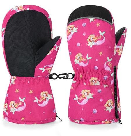 MoKo Skihandschuhe Kinder, wasserdicht, Winddicht, 2–3 Jahren, XS, Rosarot