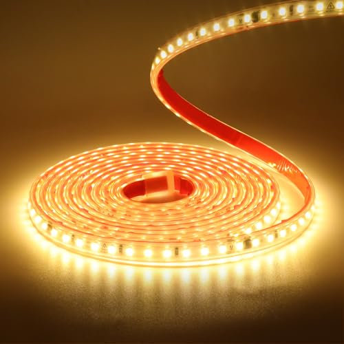 Wisada Striscia LED 220V SMD 2835, 120 LEDs/m, IP65 Impermeabile, Striscia LED Flessibile per Lucernario Soggiorno Decorazione Cucina (Bianco Caldo (3000-3500K), 2M)
