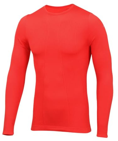 SUB ZERO Mens Factor 1 Plus Lightweight Stretchable Thermal Insulating Moisture Managaement Base Layer Long Sleeve Round Neck (UK, Alpha, S, Regular, Regular, Red)