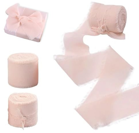 Nastro Chiffon Rosa Antico per Bomboniere e Regali - 3 Rotoli 40 mm x 18 m