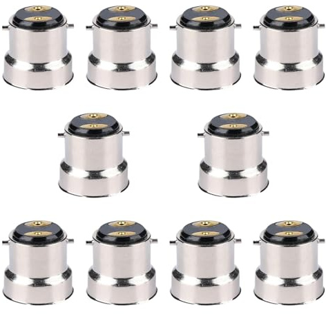 LOVIVER Lot de 10 Adaptateurs B22 vers E27 pour Éclairage de Base, Base de Lampe à Visser pour Sites Industriels Légers, Accessoires pour Ampoules B22