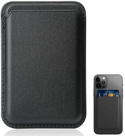 DWFEYOI Cartera magnética para teléfono móvil para iPhone con bolsillo adhesivo de silicona para tarjetas, tarjetas e insignias - Práctico tarjetero - Adecuado para funda - Negro