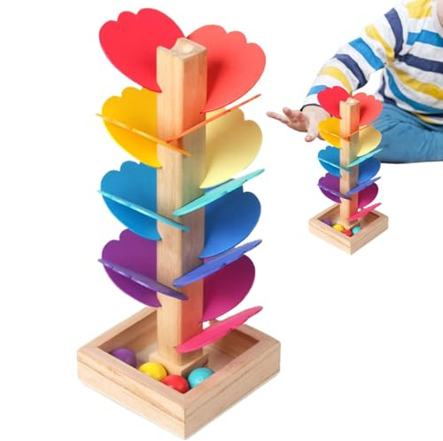 Wooden Marble Run - Marble Run for 3 Year Old Boys | Music Tree Run Toy | Marble Ball Run Track Game for Toddlers | Preschool 15 Colors Color Cognition Game for Boys Girls Boy