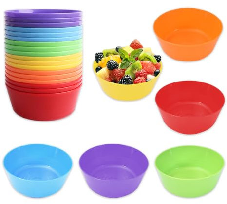 YZROHYI 18 Stück Müslischalen Kunststoff Set 370 ML,Müslischüsseln Plastik Suppenschüssel,Cornflakes Schüssel Chips,Camping Schale Bpa Frei,Bowl Schüssel Ramen,Salatschalen Bunt,Frühstücksschüssel