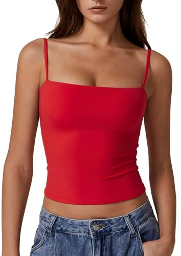 Vest Tank Tops for Women UK Summer Ladies Double Lined Basic Tank Top Spaghetti Straps Sleeveless Camisole Shirts