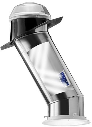 Solatube® 290 ISn 14-inch Tubular Skylight with Integrated Solar NightLight – 40-inch Reach for Kitchens & Living Rooms – Includes 2 x 20 Extension Tubes & NightLight