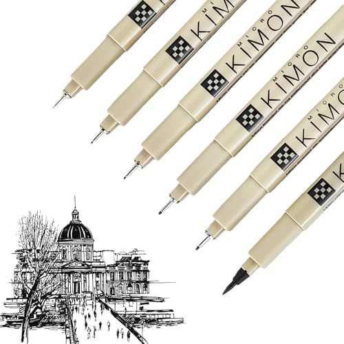 Hyleon Micro Fineliner Art Drawing Pens, Fineliner Pens, 6Pcs Black Fine Liner Waterproof Ink Set, Black Fine Line Waterproof Ink pen, for Watercolour Sketching Manga Anime Gifts