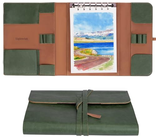 Lightwish All-in-One Aquarellbloc - 14 x 21 cm Heißpressen Aquarell Skizzenbuch mit Pinselhalter & Aufbewahrungstasche | 20 Blatt Baumwolle 300 g/m² | Ablösbare Seiten mit starker Deckunterlage