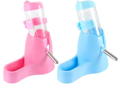 TOYZFRIENDY 2 Piezas Bebedero para Animales Pequeños con Soporte Estable Antigoteo para Hámsters Conejos Chinchillas Dispensador de Agua Fácil de Limpiar y Usar