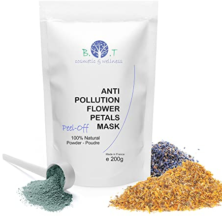Maschera Peel-Off Antinquinamento Traslucida per la Cura del Viso Idratante. Trattamento Detox con Petali di Fiori e Alginati Naturali al 100%. Maschera Calmante - 200 g