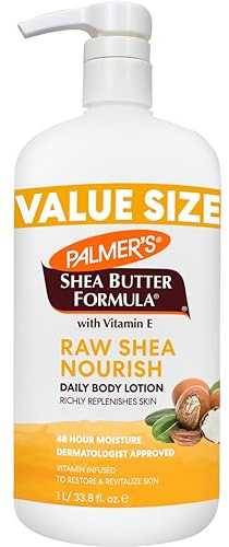 Palmer's Shea Formula Raw Shea Body Lotion for Dry Skin, Hand & Body Moisturizer, Value Size Pump Bottle, 33.8 Ounces (Pack of 1)