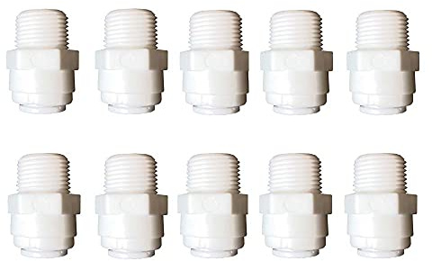 YZM 3/8 Male NPT to 3/8 OD Tube Quick Connector adapter for drinking water filter RO reverse osmosis, push to connect fittings,10 pcs.