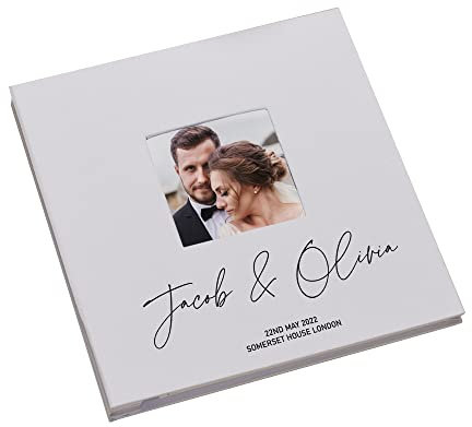 Personalised Modern Script Large Linen Wedding Photo Album