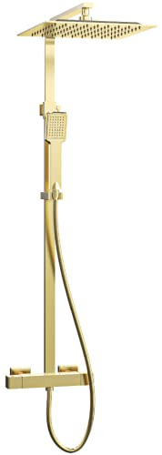 Essebagno Quartos colonne de douche or brossé avec thermostatique 300