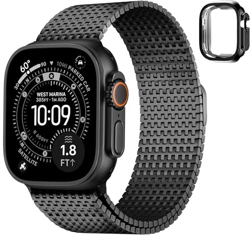 Fullmosa Kompatibel med Apple Watch Armband Ultra2/Ultra 49mm, Magnetiskt ersättningsarmband i rostfritt stål för iwatch-Klockarmband 49mm