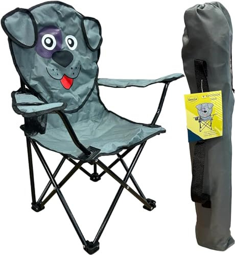 Vanilla Leisure - Kids Camping Chair for Home Garden Toddler Saftey Lock Lightweight Childs Compact Chair with Cup Holder Childrens Doggie Folding for Home Garden Picnic H70cm x W34cm x D26cm.