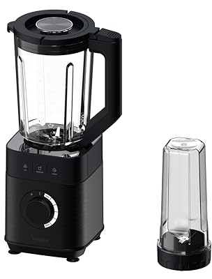 Haier Mixer mit Ice-Crush-Funktion & Smoothie Maker, 1200W I Standmixer mit 1,7L Glasbehälter & 0,6l To-Go-Flasche I Selbstreinigungsfunktion, Spülmaschinenfest & 5 Geschwindigkeiten [Serie 5-HBL5B2]