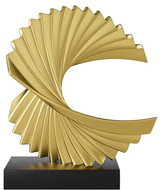 Paytonture Gold Ocean Wave Statue, Modern Abstract Art, Resin Statue, Office Desk & Shelf Decor Accent for Men
