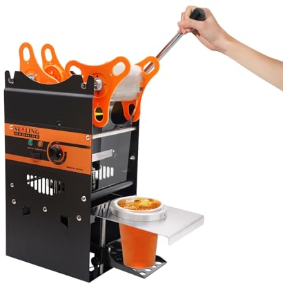Machine manuelle à sceller les gobelets de thé, Température réglable Machine à sceller les gobelets de thé, Machine à sceller les gobelets pour Bubble Milk Tea,Largeur de scellage : 90/95mm