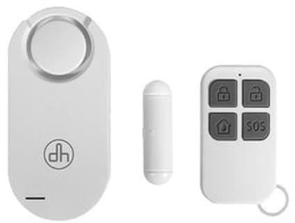 Alarma de puerta/ventana con mando a distancia, detección de apertura, instalación fácil, ideal para seguridad del hogar.