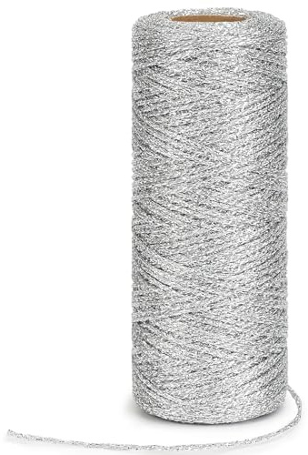 Ficelle métallique argentée de 100 m, 1 mm de fil argenté de Noël pour cadeau, boules de Noël, décorations artisanales