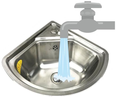 Waschbecken Badezimmer, Eckwaschbecken, Edelstahl Küchen Spülbecken mit Überlauf, Dreieck, Wandmontage/Einbau, 455x390 mm