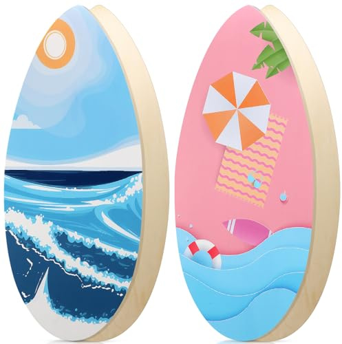 Sonwyoung 2 Pack 35 Inch Skimboard with High Gloss Coat Wooden Skim Boards Beach Skimboard for Beginners, Teenagers and Adults