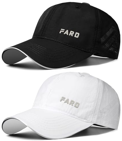 AYPOW 2 Pcs Schnelltrocknend Baseball Cap Herren Damen, Sonnenschutz Basecap mit Reflektierende Krempe Unisex, Leichte Schildmütze Einstellbare Snapback Caps Golf Laufen Tennis Cappy Sommer Outdoor
