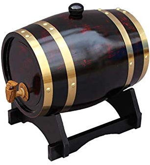 Botte per Vino in Legno da 5 Litri, Botti di Rovere Puro, Botti per la Cottura Interna di liquori e Birra alla Spina per la conservazione o l'invecchiamento del Vino, C