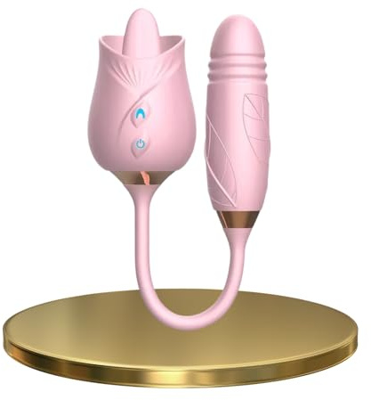 Vibrator for Women Sex Toys for Woman Adult Toys with 10 Licking Tongue Thrusting Dildo Vibrating Rose Shape Couples Sex Toy Vibrater Clitoral Nipple Anal G-spot Sex Toys4couples Pleasure Silent