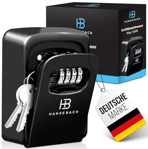 HANSEBACH® Schlüsseltresor mit Zahlencode inkl. Haken für Schlüssel - wetterfeste Schlüsselbox für Außen & Innen, robuster Schlüsselsafe zur sicheren Schlüsselaufbewahrung - Box mit Zahlenschloss