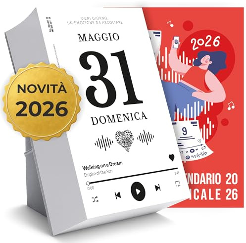 Calendario 2026 Musicale con Supporto in Cartone - Idee Regalo Natale Donna Originale 100% Made in Italy - Calendario da Tavolo Dono Filosofico per Amiche, Collega, Mamma, Sorella - 10x15cm EchoPrint