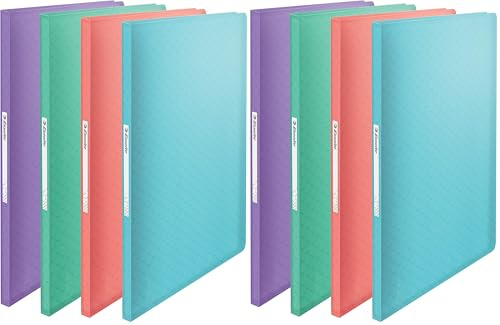 Esselte Cuaderno A4 con 40 Fundas de Plástico, Capacidad para 80 Hojas, Presentación y Almacenamiento de Documentos, Casa/Oficina, Patrón en Relieve, Gama Colour'Breeze, Color Variado, 626229