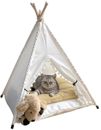 Tienda para Perros Interior | Tienda para Mascotas Semicerrada Espaciosa Perro Acolchado Gato Antideslizante con Mini Tipi Seguro para Gatos para Relajarse Suministros para Mascotas para Dormir, S