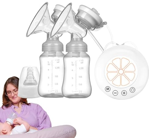 Pompa per latte elettrica,Pompa elettrica portatile per infermieristica | Estrattori di latte con 2 bottiglie | Modalità multiple, estrattori portatili per allattamento al seno in viaggio a c